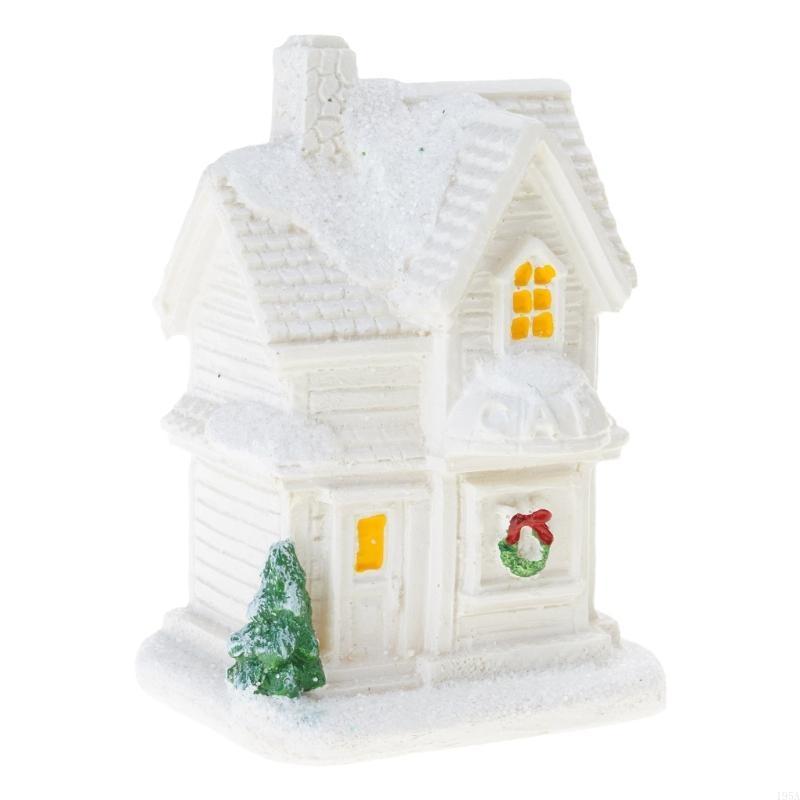 Miniature Resin Houses Chritmas  Light  Up  Building Figurine For Kids Holiday Gift  Seasonal Party Decoration