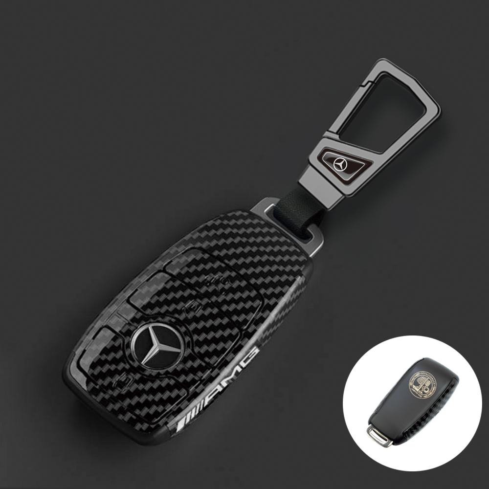 Neue PC Kohlefaser Autoschlüsselanhänger Für Mercedes Benz AMG A C E S G Klasse GLC CLE CLA GLS W205 Auto Schlüsselhülle Schlüsselanhänger Zubehör BD1