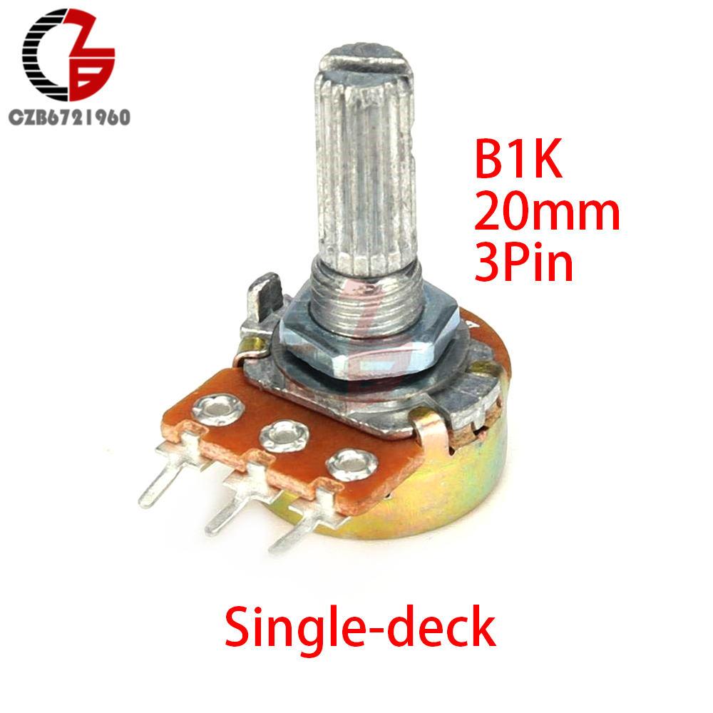 WH148 3-Pin 20mm Potentiometer Schalter 1K 2K 5K 10K 20K 50K 100K 250K 500K 1M B10 Potentiometer Einzel- Doppel-Schicht