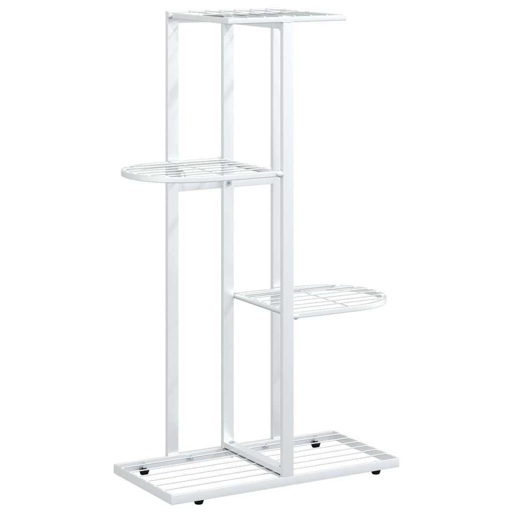 vidaXL Blumenständer 4-Etagen 43x22x76 cm Weiß Metall
