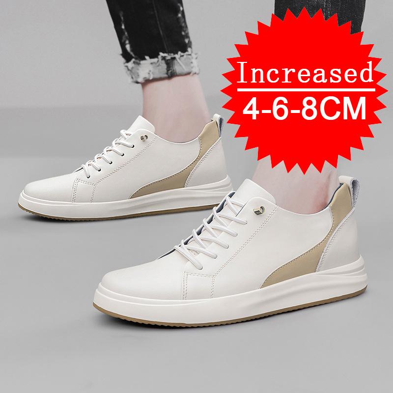 Herrenmode Echtes Leder Höhe erhöhen 4/6/8CM Lässige Sport-Plateauschuhe Weiche Unsichtbare Schuhe zur Höhenvergrößerung 36-43