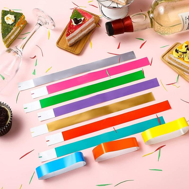 600 Counts Paper Wristbands Neon Wrist Bands Waterproof Hand Bands for Events Concert Neon Colored Adhesive Wristbands for Party