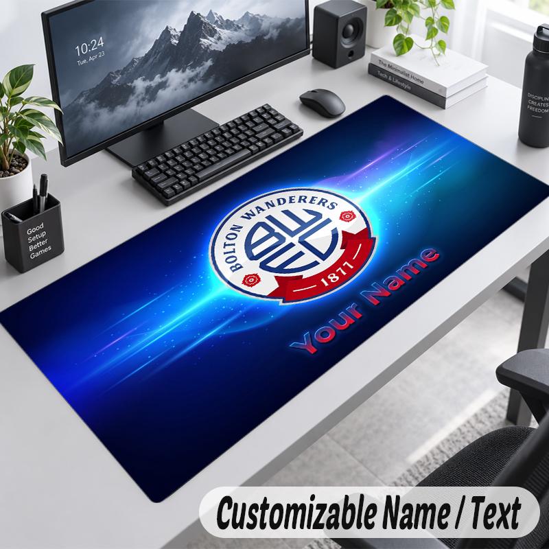 Custom Name Text Mouse Pad Bolton Wanderers FC Personalized Desk Pad For Work And Gaming