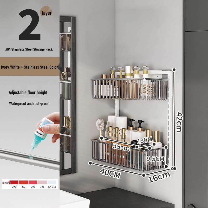 Wall-Mounted 304 Stainless Steel Bathroom Toilet Storage Shelf