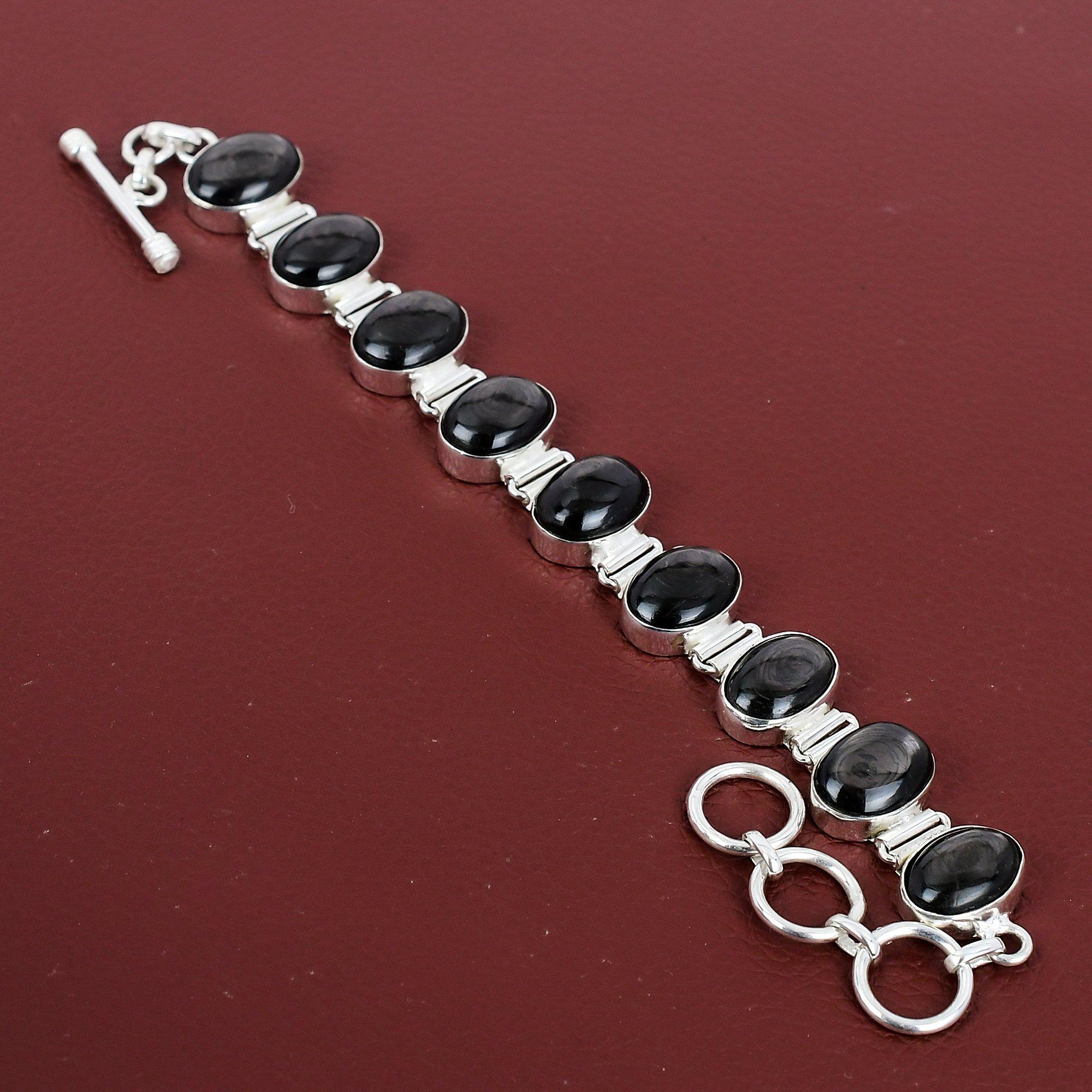 Hypersthene Bracelet 925 Sterling Silver Bracelet Adjustable Chain Bracelet Hypersthene Gemstone Jewelry Handmade Bracelet Gifts For Women Adjustable