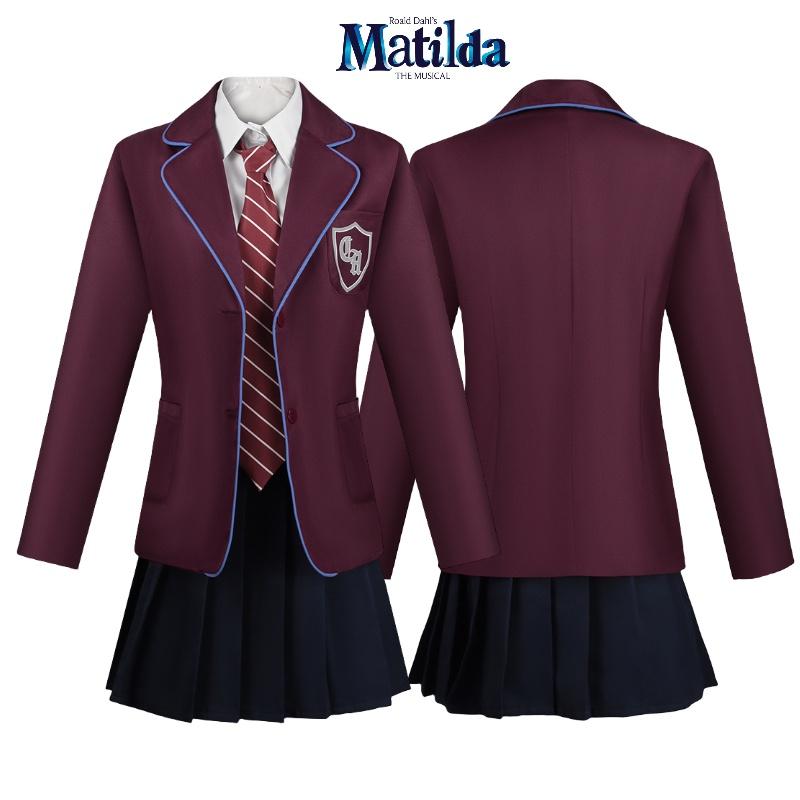 Cosplay Costume Matilda Purple School Uniform Dress Halloween Party Prop Gifts