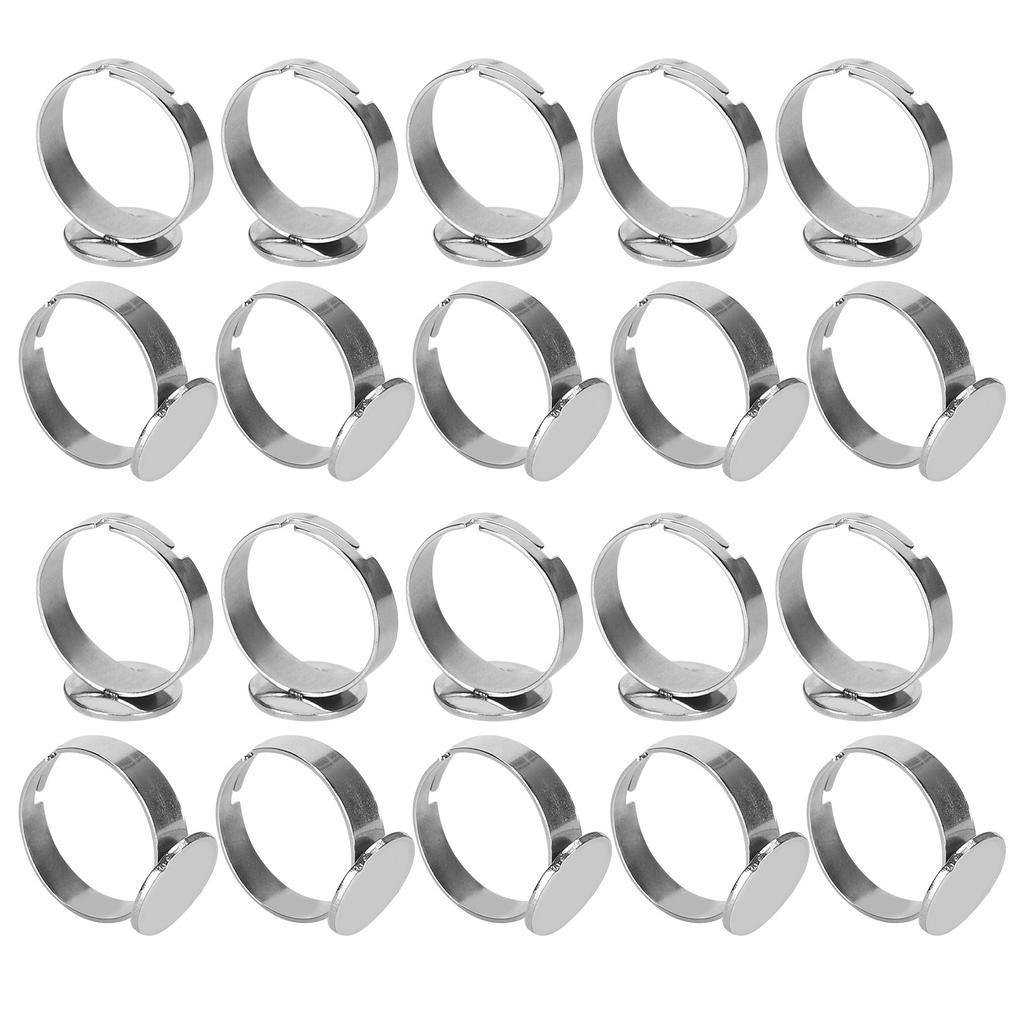 20Pcs Flat Ring Base Adjustable Stainless Steel SemiFinished DIY Jewelry Accessories 12mm