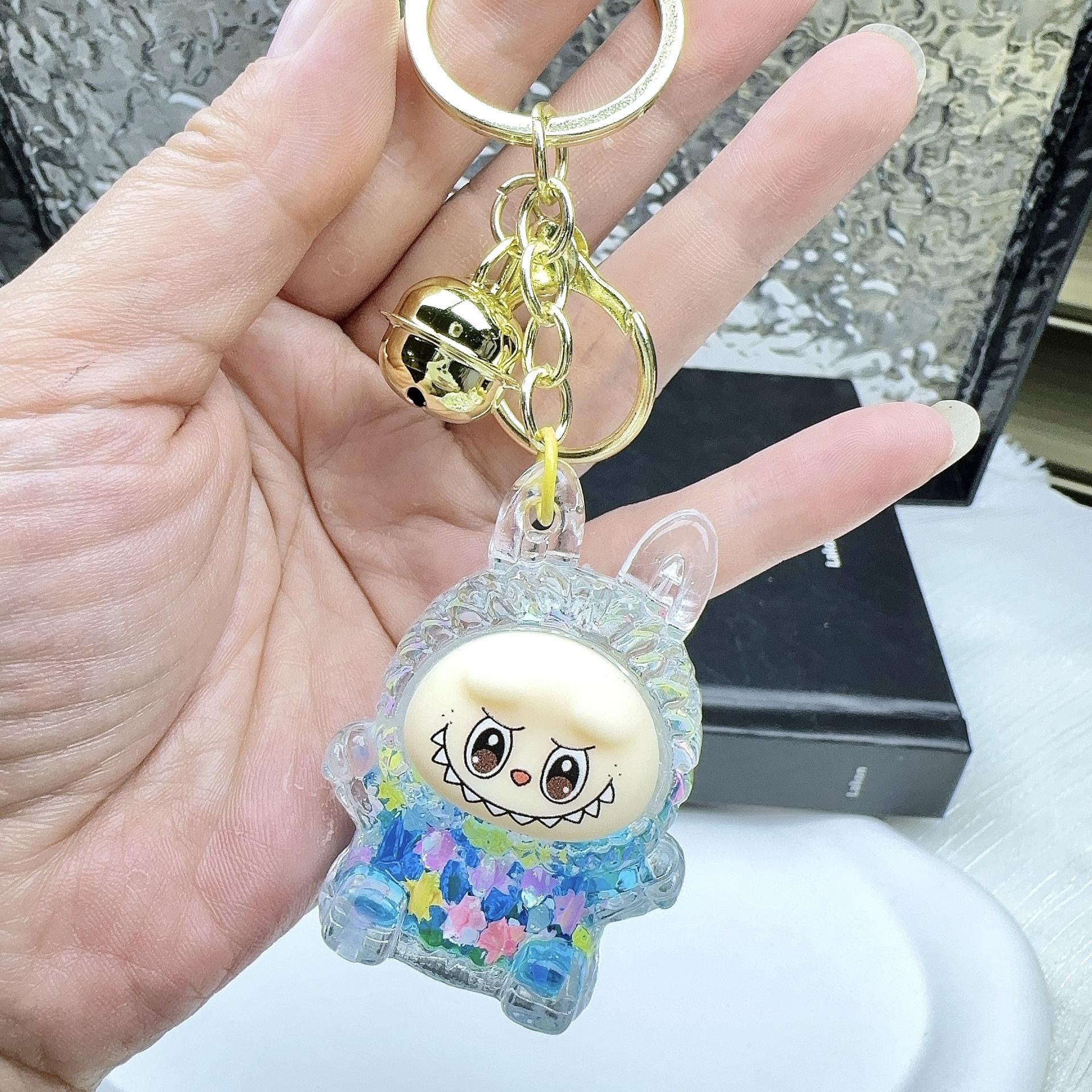 Creative Flash Luminous Rabub Creative Keychain Into Oil Doll Schoolbag Quicksand Small Pendant Gift Ornament