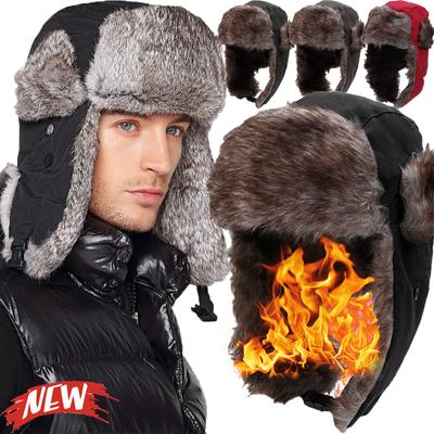 Winter Warm Hat with Ear Neck Cover Plush Thicken Faux Fur Earflap Protecter Caps Outdoor Skiing Trapper Bomber Cap