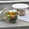 HARIO Glass Bowls with Microwave Set of 3 BUONO Kitchen Made in Heat-Resistant Lids, (900ml, 1500ml, 2200ml), Multi-Bowl, Clear, Japan, MXPF-4904-W