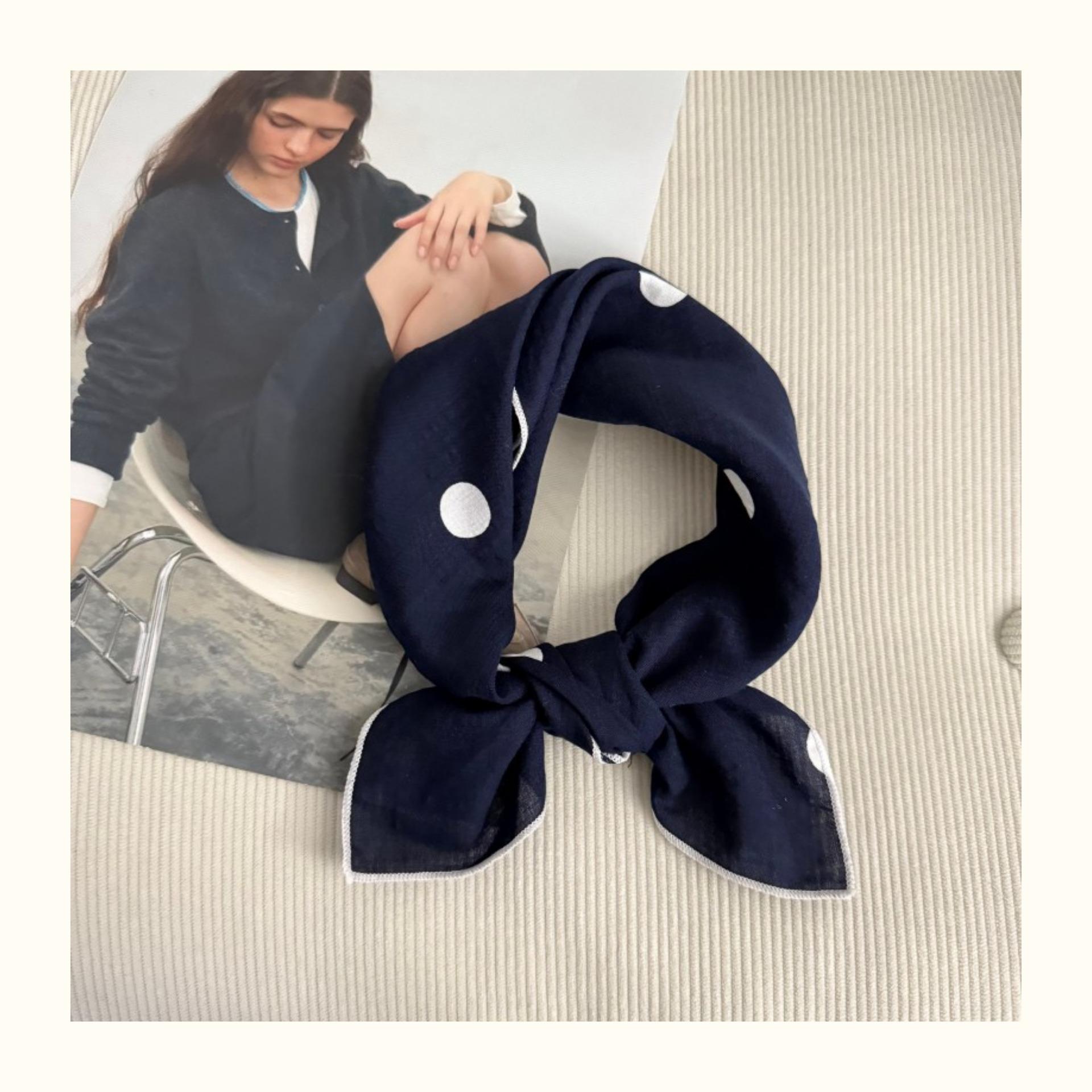 Premium 90Cm Floral Large Square Scarf Cotton And Linen Silk Scarf Women S Headscarf Thin Scarf Sun Protection Shawl Outer Yarn 53-53