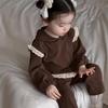 Korean Style Girls' Hooded Sweatshirt & Lace Two-Piece Set - Autumn 2025