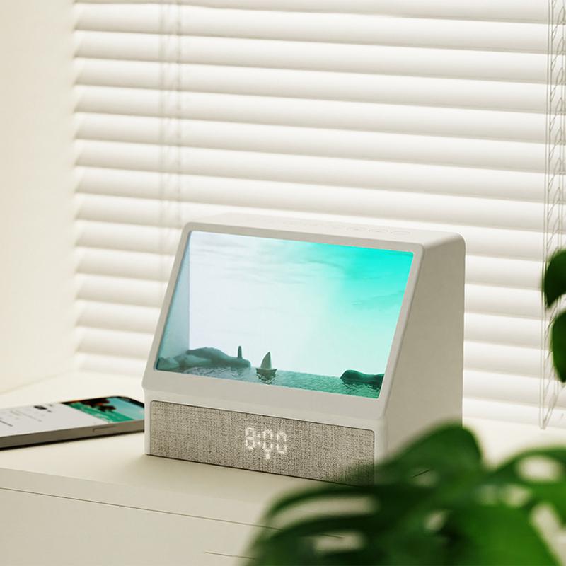 

BT Speaker Sunrise Wake Up Light with Remote Control Dimmable LED Clock White Noise Ambient Night Lights for Bedroom Kid Gifts