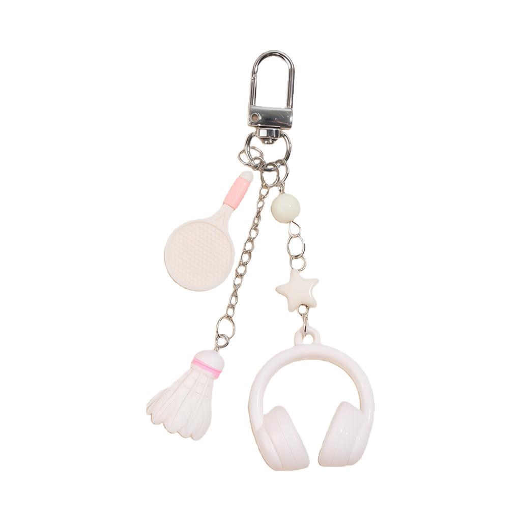 Practical Keychain Accessory Music Themes Unique Headphones Badminton Styles Hanging Ornament for Birthdays Sports Event