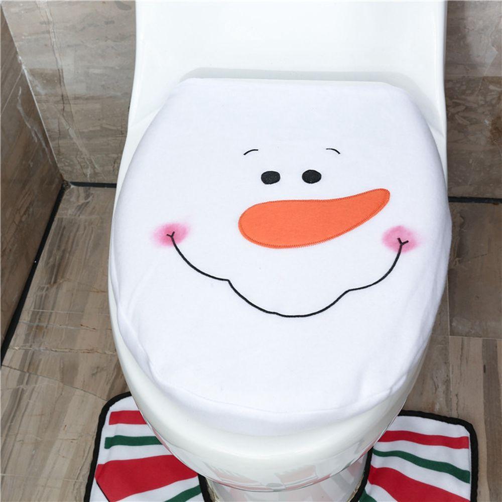 Set Christmas Decorations Decorative Products Toilet Seat Cover Toilet Case Rug Set Toilet Mat