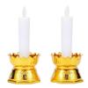 Flickering Candle Flame Lotus Candle Set Gold White Plastic Candle Incense Burner Set with Batteries LED Light