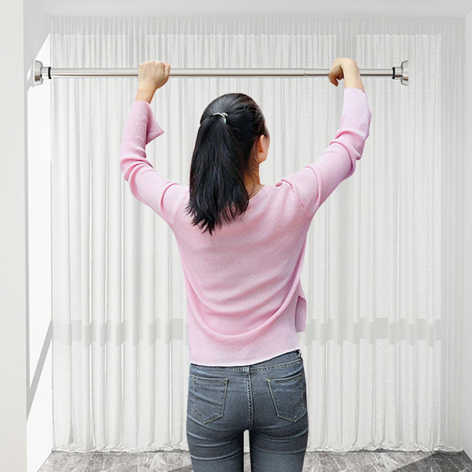 Adjustable Closet Rod Wall Mounted Clothes Hanging Rod Shower Curtain Rod