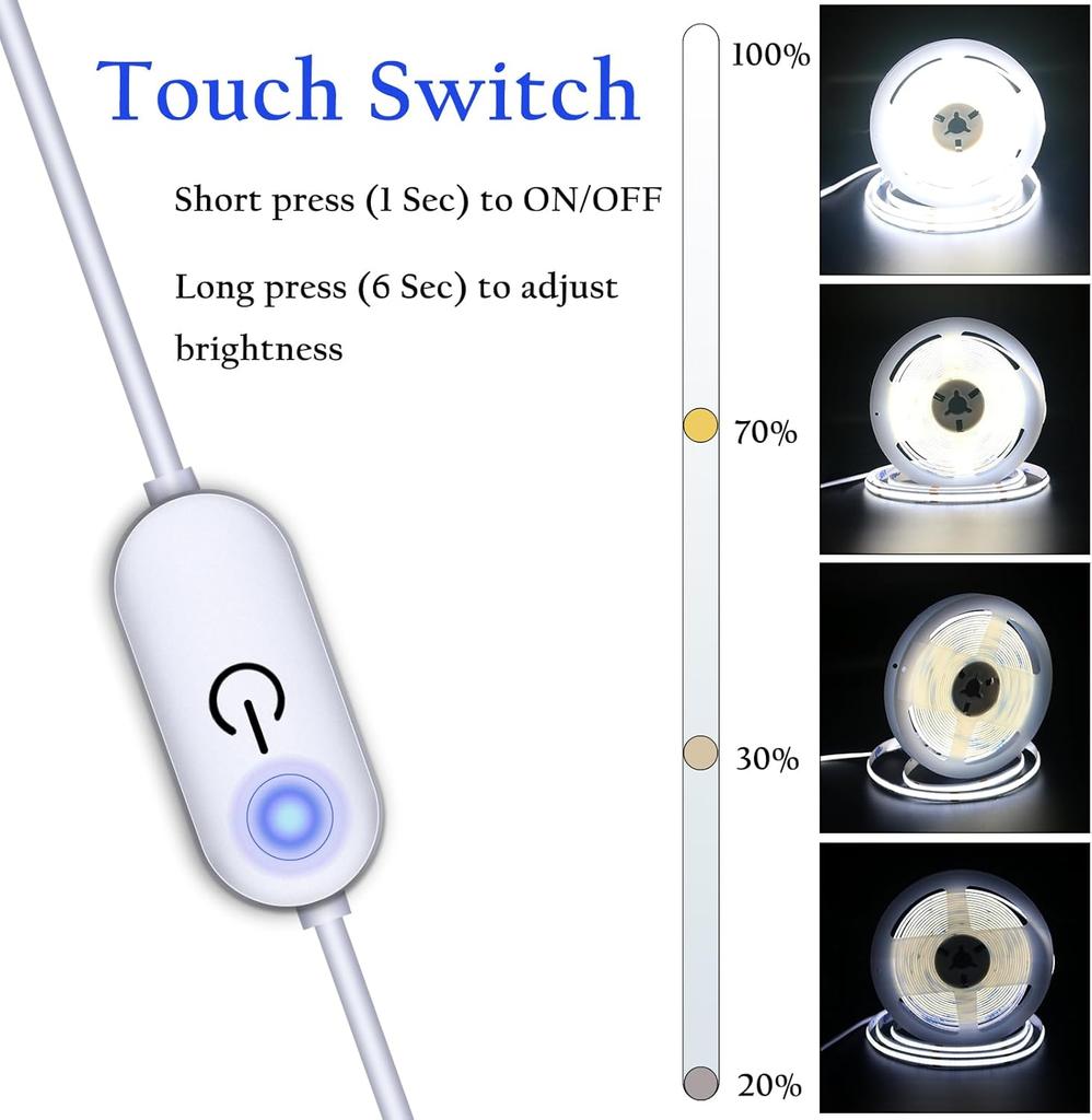 1M-5M USB LED Streifen Licht 5V 320LEDs/M COB Touch Sensor Dimmbare Lampe Band DIY TV Spiegel Hintergrundbeleuchtung Küche Zimmer Nacht Beleuchtung