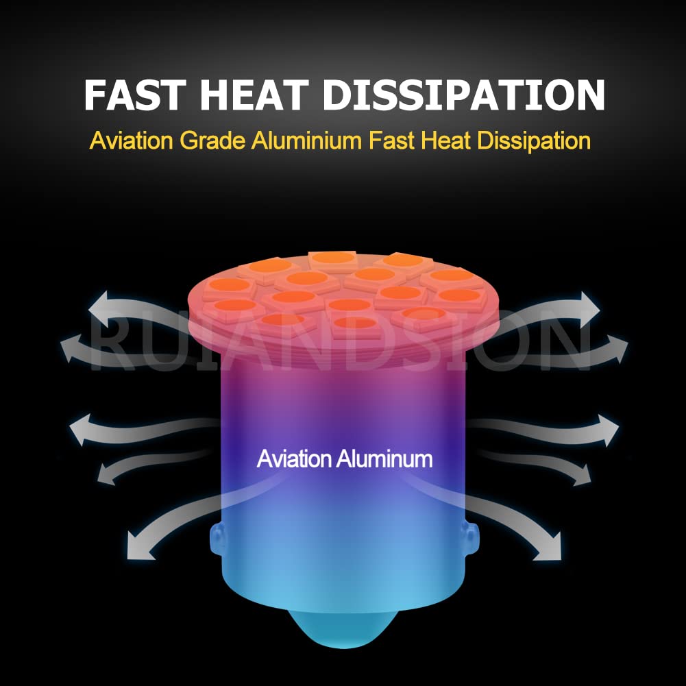 Ruiandsion 2 Stück S25 Einzelbirne BA15S 1156 P21W G18 LED-Birne 180 Grad Stift