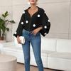 Women Shirt Lapel Half Open Collar Puff Long Sleeve Shirt Tops A-Line Tunic Soft Chiffon Casual Blouse Daily Wear