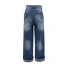 Jeans alla moda da donna a gamba dritta con tasche colorate e bordo arrotolato