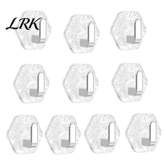 No Drill Wall Hooks Acrylic Adhesive Hooks, Hexagonal Wave Shape, Drilling Easy Dorm Room Installation Hook, Modern Style Clear for Bathroom