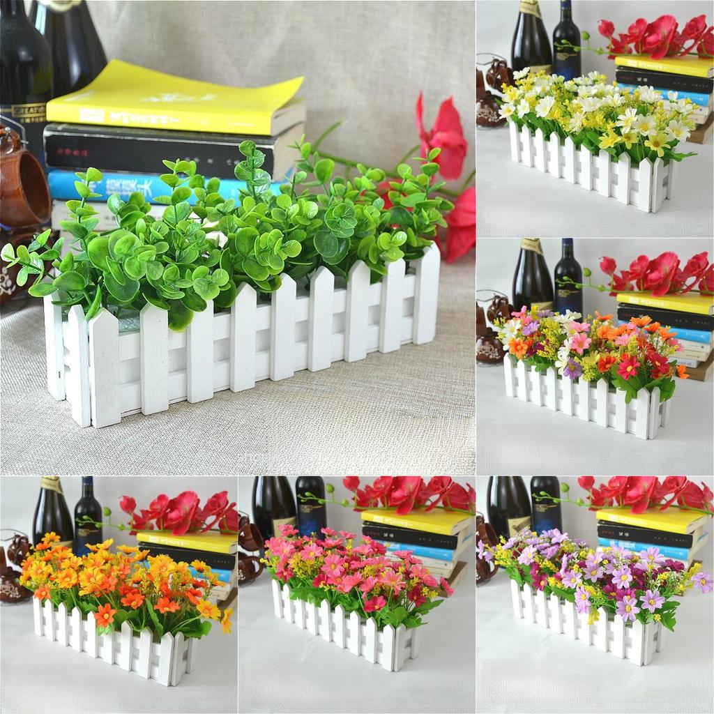 Home Living Artificial Plant Set With Wooden Fence For Wedding Decor And Photo Props
