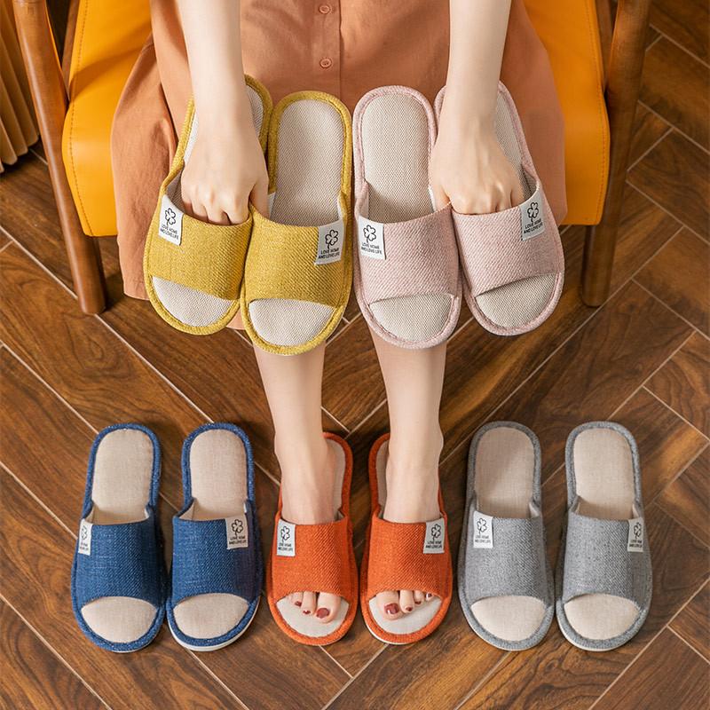 Linen Slippers Women's Spring and Autumn Four Seasons Indoor Household Cotton and Linen Home Non-slip Summer Male Couple