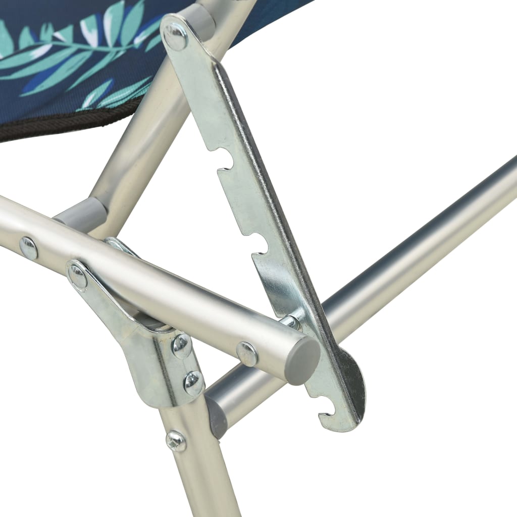 Folding Sun Lounger with Sun Canopy Steel Leaf Pattern