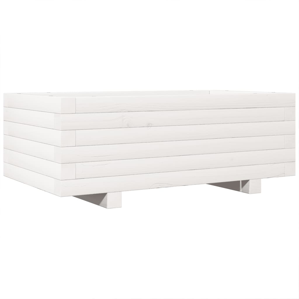 Plant Pot White 70x40x26.5 Cm Solid Pine Wood
