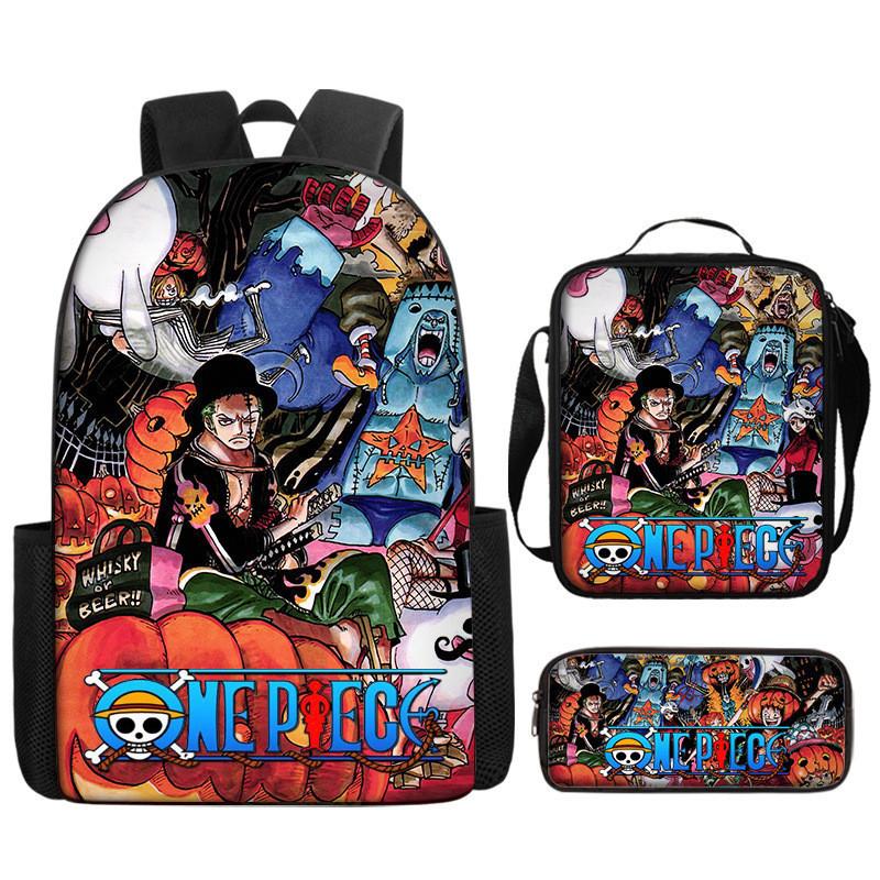 One Piece Piece Anime School Backpack With Air Cushion Straps And Durable Material For Children