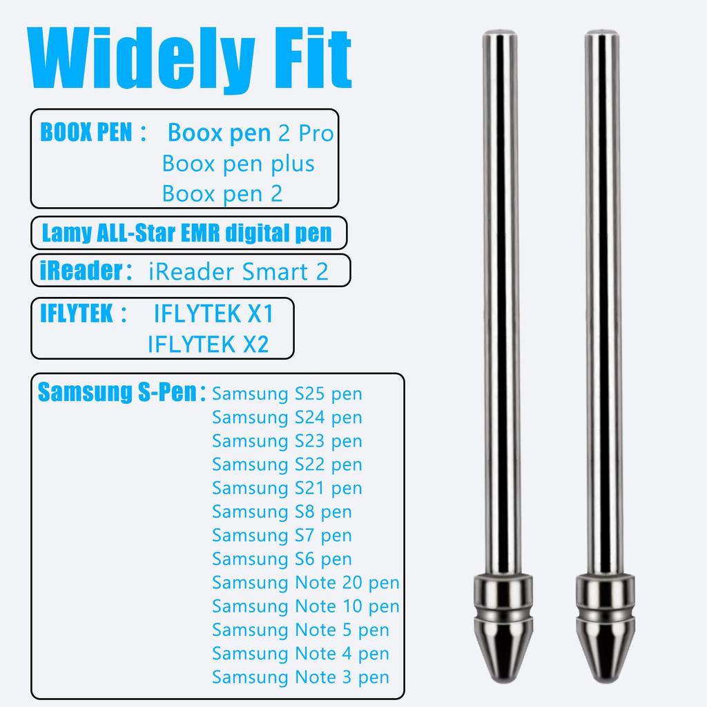 Universal Fit Fine Titanium Alloy Fine Pencil Tip for BOOX Pen 2 Lamy Digital Ballpoint Pen Replacement 2 Pieces Wear-Resistant Pro, iReader, IFLYTEK,