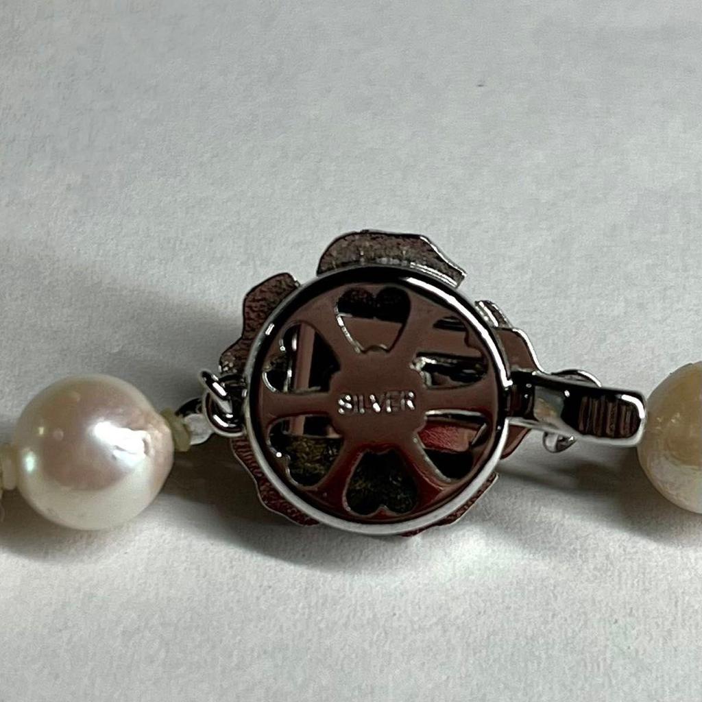 Used TeriryoshiAkoya pearl 7.0-7.5mm necklace silver engraved genuine pearl pearl necklace
