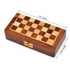 Wooden Handmade Foldable Magnetic Chess Board Set with Magnetic Pieces and Extra Queens for Kids and Adults (7.5x7.5 Inches, Brown)