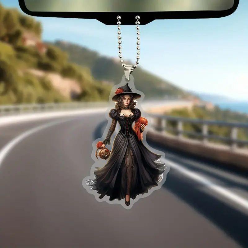 Retro Stylish Acrylic Car Hanging Ornament Gothic Design Perfect For Halloween Decor