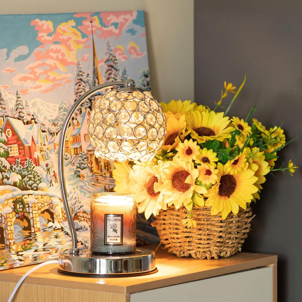 Crystal Candle Warmer Lamp Luxury Flameless Aromatherapy Light Elegant Home Decor for Living Room