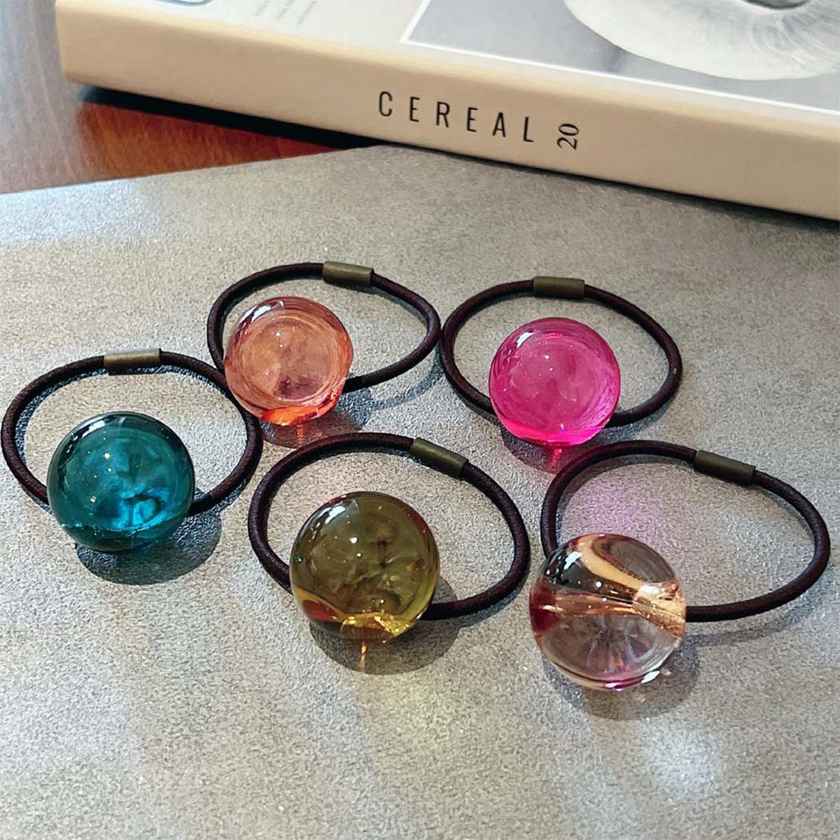 

5 шт. резинки для волос в форме шарика конфетного цвета, высокая эластичность, высокая прочность, не травмируют голову, для пучка, хвостика, плетеной прически... Size fits all