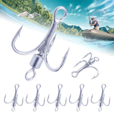 10pcs Fishing Treble Hook High Carbon Steel Reinforced Vibration Rotary Sequin Barb Fresh Water Seawater Tackle