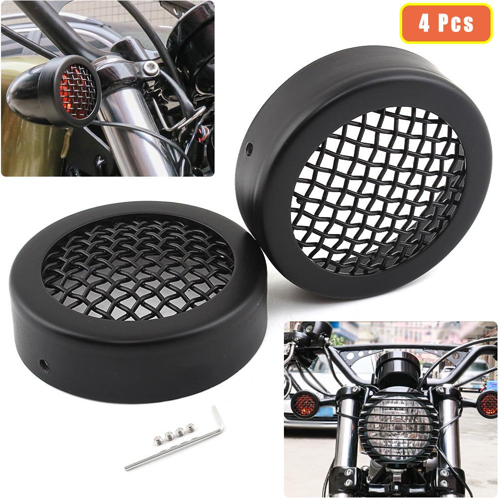 Motorcycle Black 2Pcs 60mm 2.5" Metal Turn Signal Lights Cover Grill Protector Visor For Harley Sportster XL 883 1200 72 48 Iron