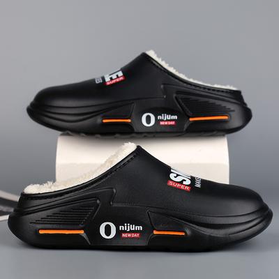 Fashion New Winter Men Warm Slippers Waterproof Soft Cotton Shoes Outdoor Indoor  Mens Comfortable Home Bedroom Plush Slippers