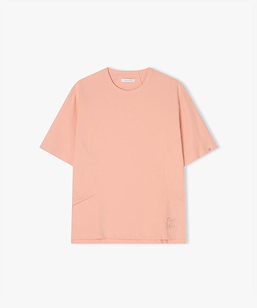 River Classy [25Ss] Llm41580 Pink Semi-Oversized Short Sleeve T-Shirt With Line Cut Details 95