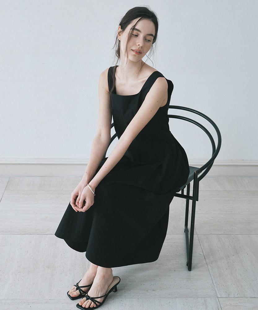 AAU Pleated Sleeveless Dress_Black
