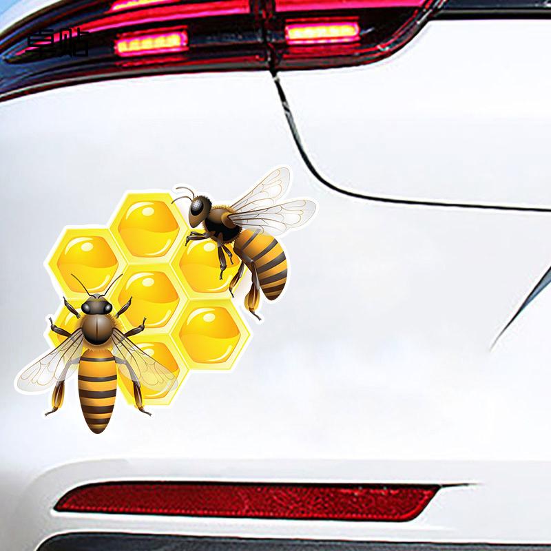 Bee Honey Car Stickers Decal Vinyl Detachable Waterproof Outdoor Car Bumper Window Notebook Computer Decoration Car Accessories TM297