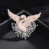 Europäische und amerikanische Mode Feuerwerk Schwanzfeder Schwan Brosche, Damen High-End Diamantbesetzter Vogel Antik Brustblume, Kleid Party Zubehör