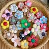 10pcs Woolen Knit Flower Accessories Parts For Hairwear DIY Jewelry Making Supply Brooch Charms Handmade Wholesale