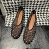 Fashion Luxury Glitter Rhinestone Designer Mesh Flats Women Summer Fashion Light Breathable Mules Loafers Elegant Comfort Ballet Shoes