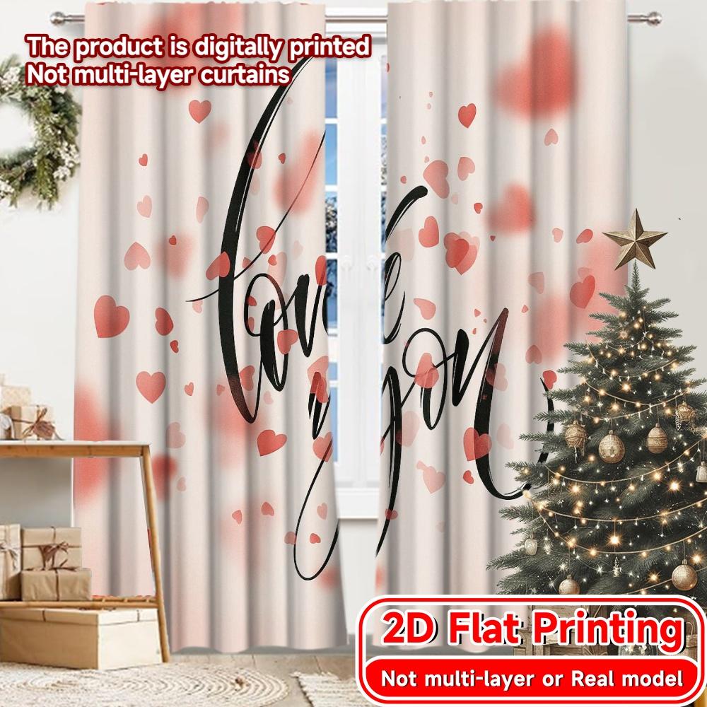 

2pcs, 2D FLAT PRINTING Curtains (Without Rod) Love Petals Festival Creative Curtains Versatile Durable Polyester Curtains 52.50 × 116.00 cm 2 pcs