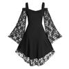 Women Gothic Cold Shoulder Long Flared Sleeve Waist Tight Bandage Party Dress