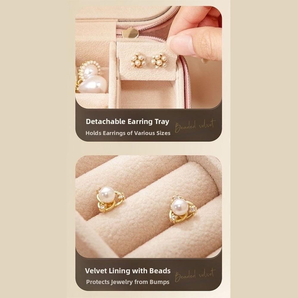 Rectangle Vintage Ring Case 2 Layer Jewelry Case Portable Velvet  Jewelry Box  Valentine