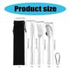 Stainless Steels Utensils Flatware Camping Cutlery Set with Carabiner Fork Spoon Cutter for Outdoor Picnics Hikings